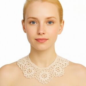 Hand Crafted Crochet Floral Necklace Handmade Retro Collar Lace Stitch Neck tie